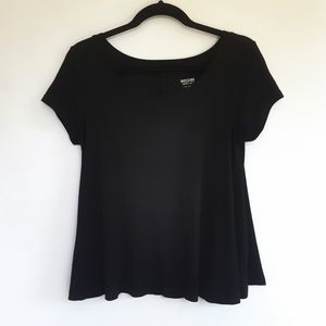 Flared Rayon Linen T-shirt Black Melange